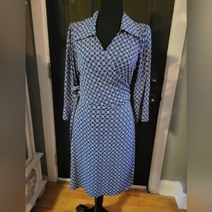 Elegant Blue Patterned Dress